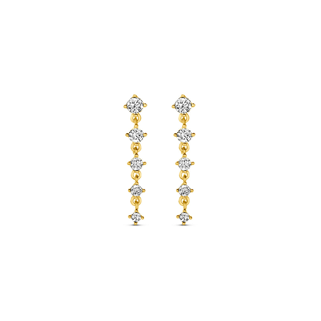 oorhangers zirkonia 19 mm 14K geelgoud