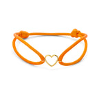 Armband orange Satin Herz 13 - 26 cm 14K Gold mit Gummi/Nylon/Leder
