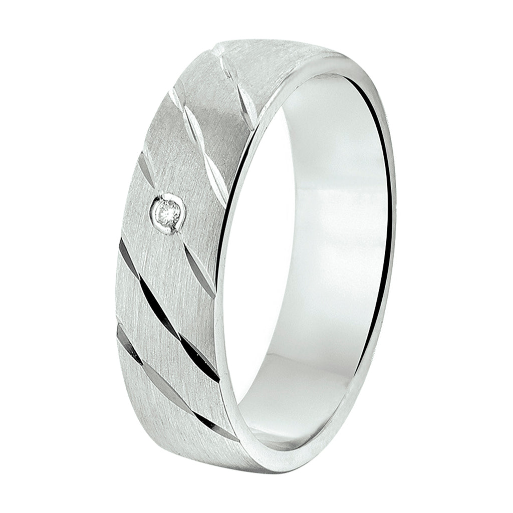 Ring A307 – 5 mm – 0,02 ct H SI Silber rhodiniert