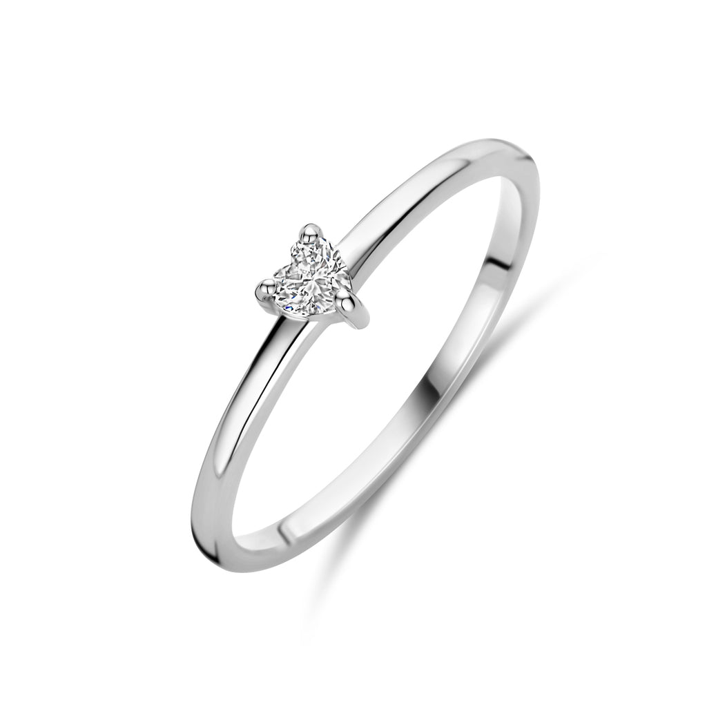 ring zirkonia hartje zilver gerhodineerd