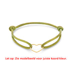 armband satijn mosgroen hart 13 - 26 cm zilver verguld (met rubber/nylon/leer)