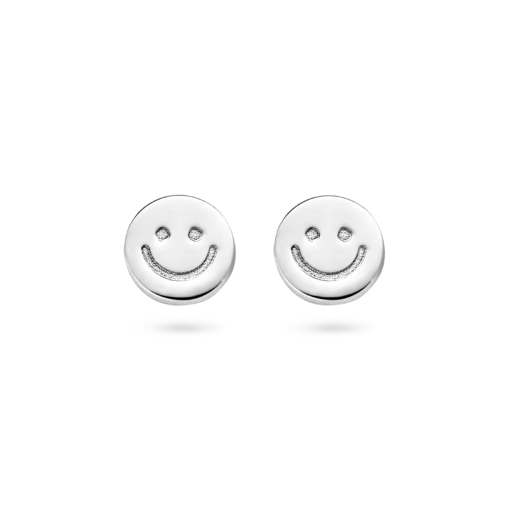 Ohrstecker Smiley Silber rhodiniert