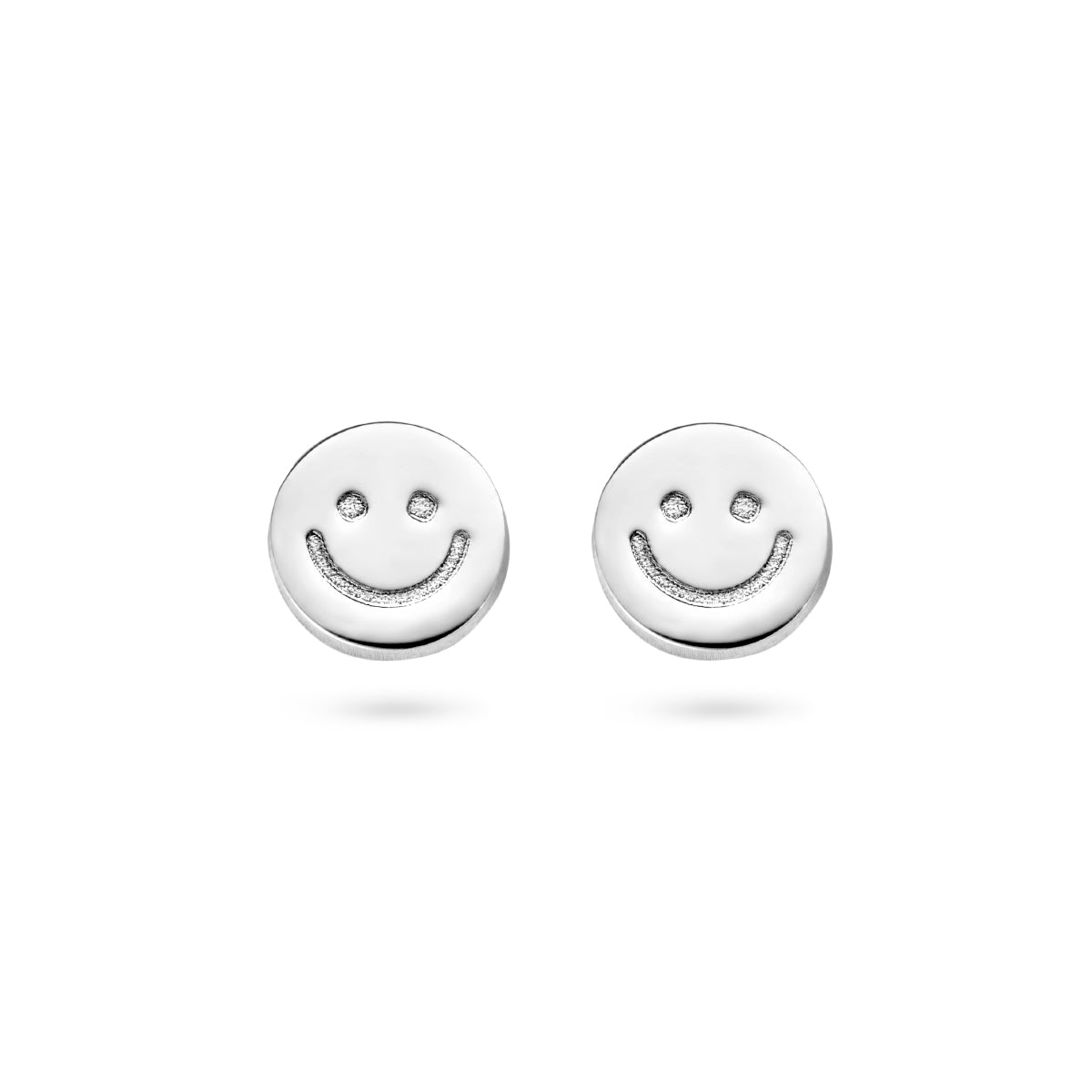 Ohrstecker Smiley Silber rhodiniert