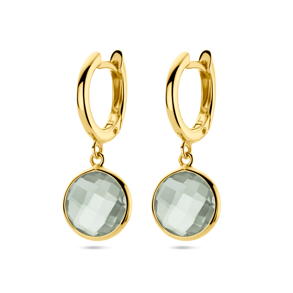 klapoorringen groen amethist 24 mm 14K geelgoud