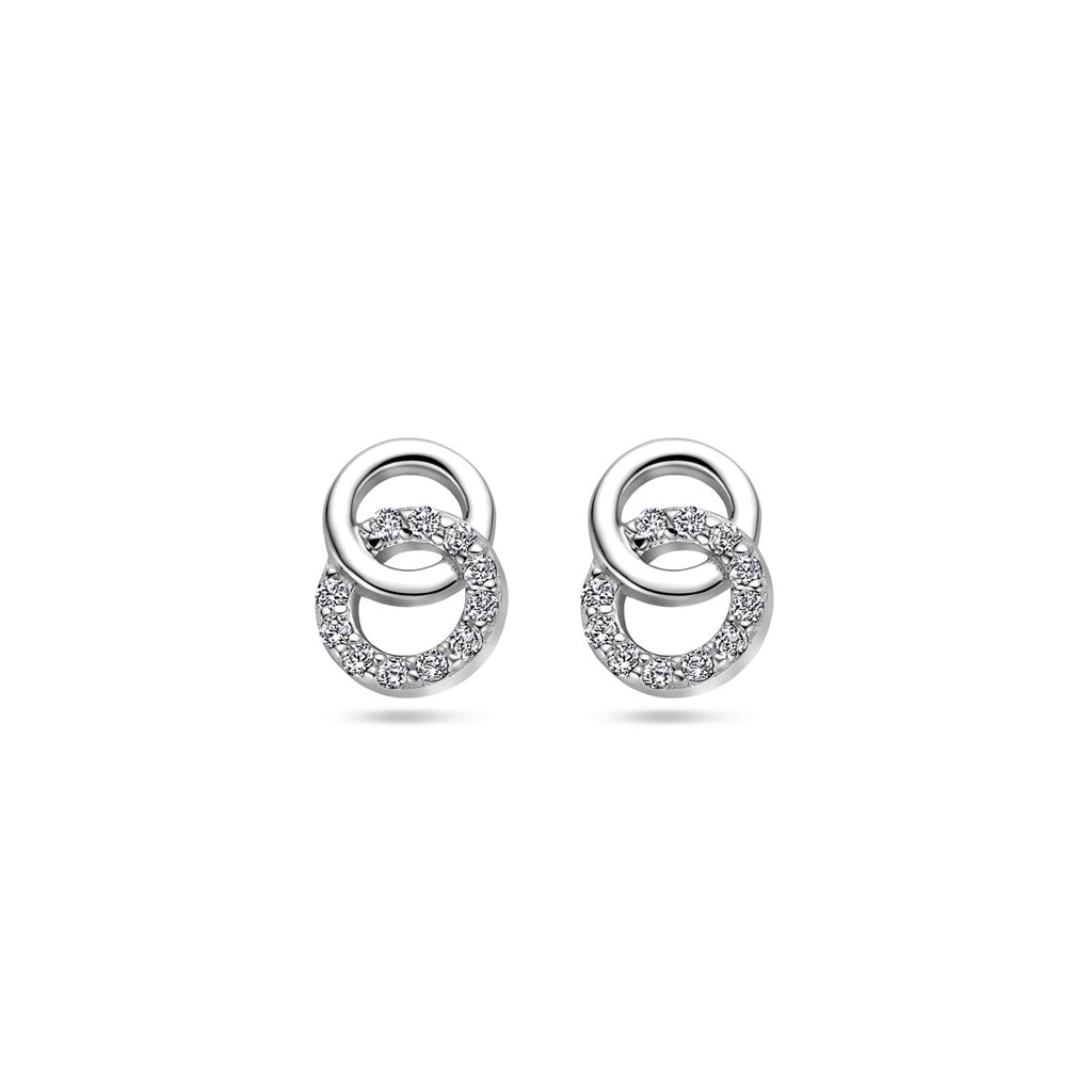 Ohrstecker rund Zirkonia 10 mm rhodiniertes Silber