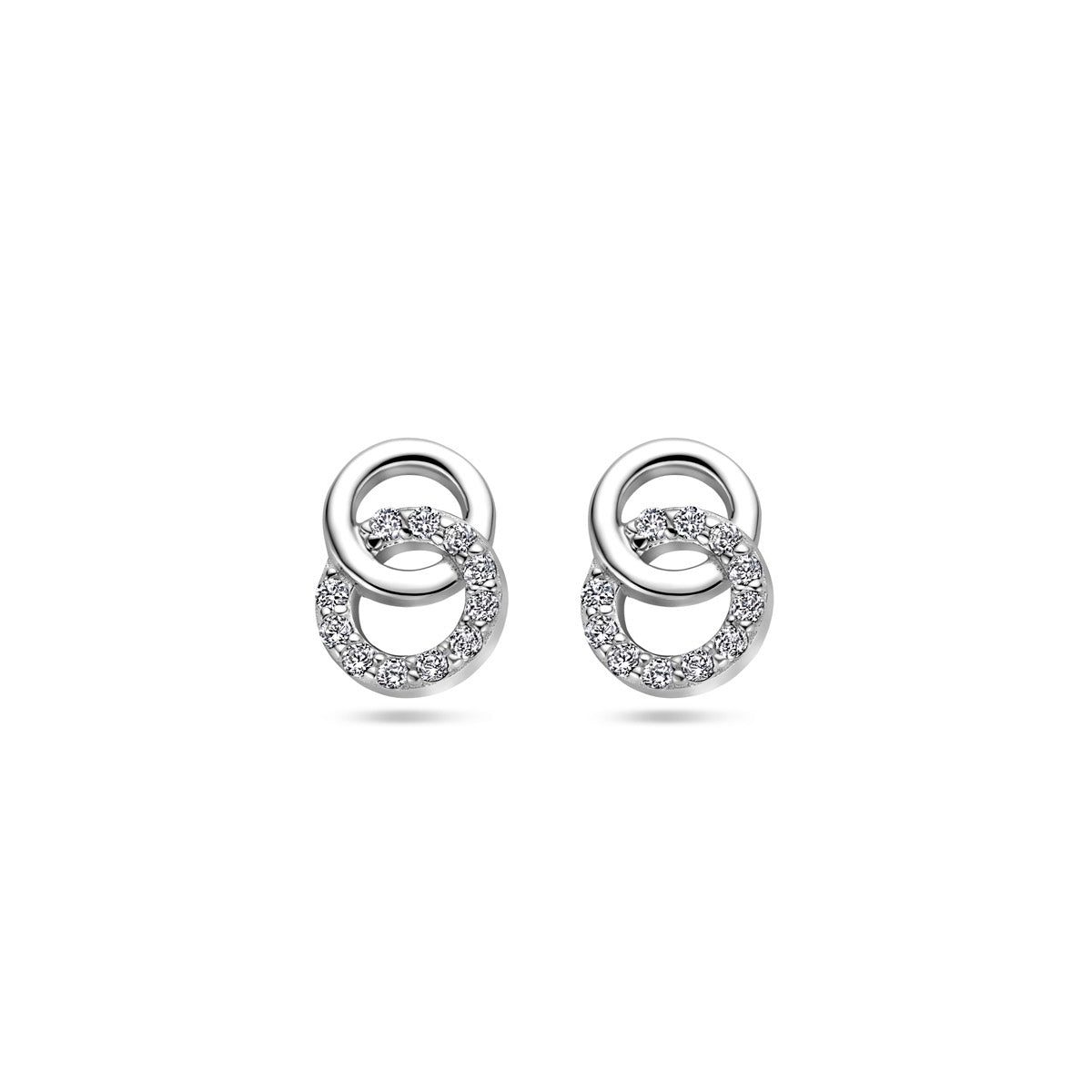 Ohrstecker rund Zirkonia 10 mm rhodiniertes Silber