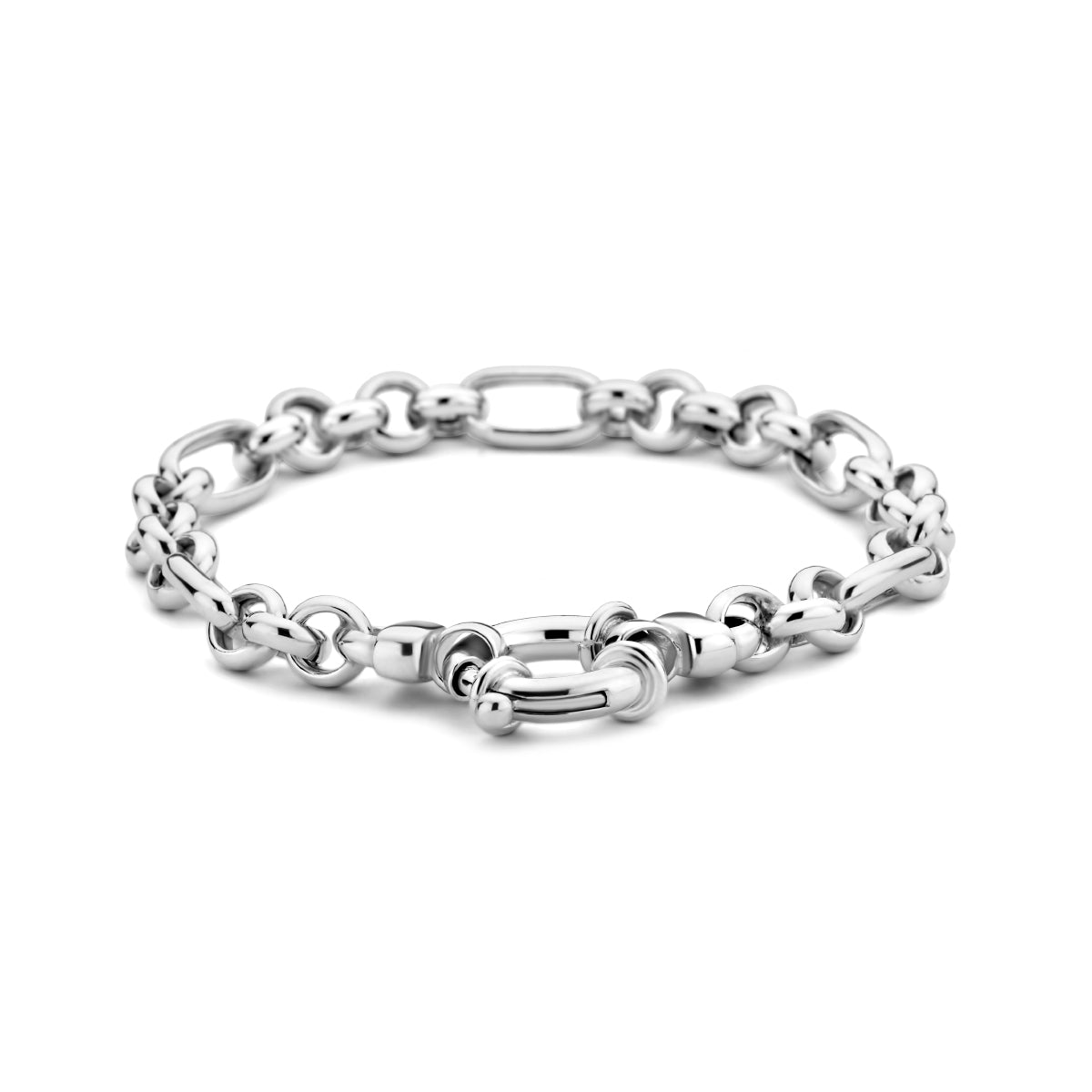 Armband 19,5 cm 7,0 mm mit großem Federringverschluss Silber rhodiniert