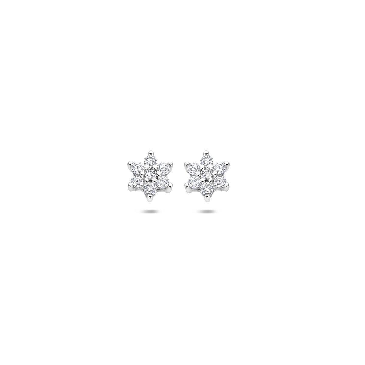 Ohrstecker Stern Zirkonia Halo 6 mm Silber rhodiniert