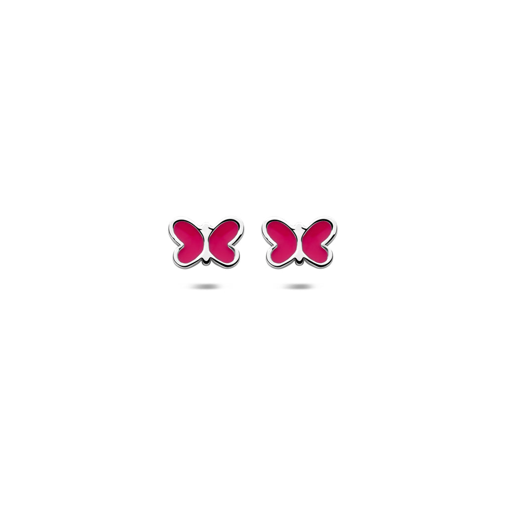 Ohrstecker Emaille Schmetterling 5 mm Silber rhodiniert