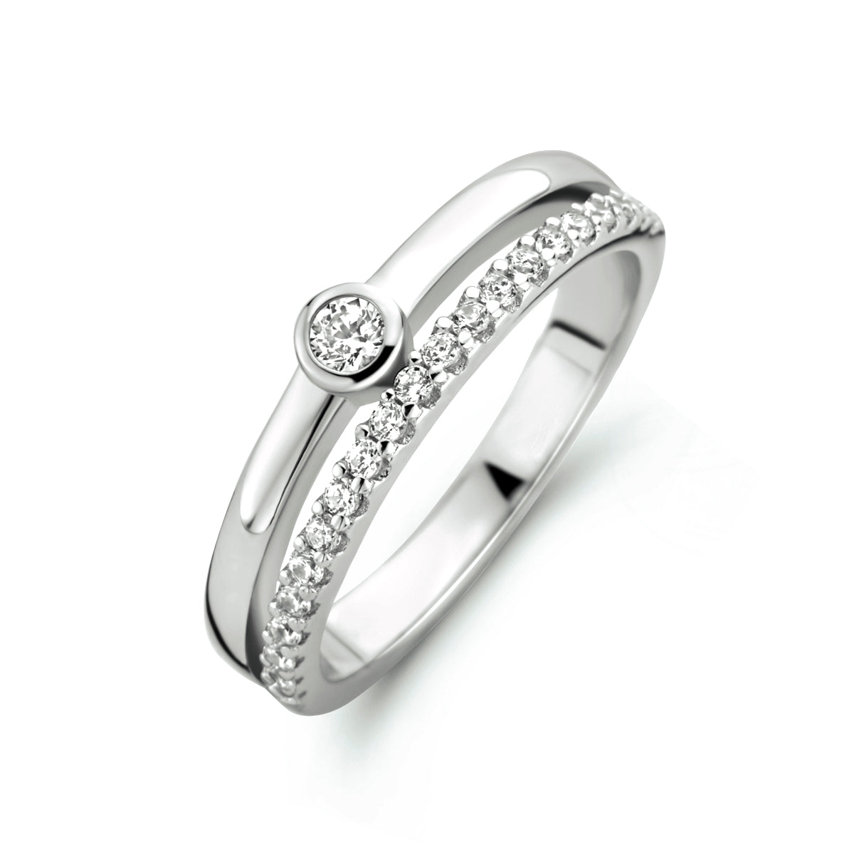 Ring Zirkonia Silber rhodiniert