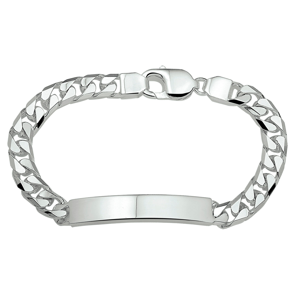 Gravurarmband Gourmet-Kette 6 Seiten geschliffen Platte 8 mm Silber weiß