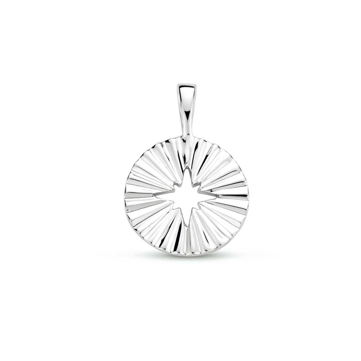 Anhänger rund diamantiert, Silber rhodiniert
