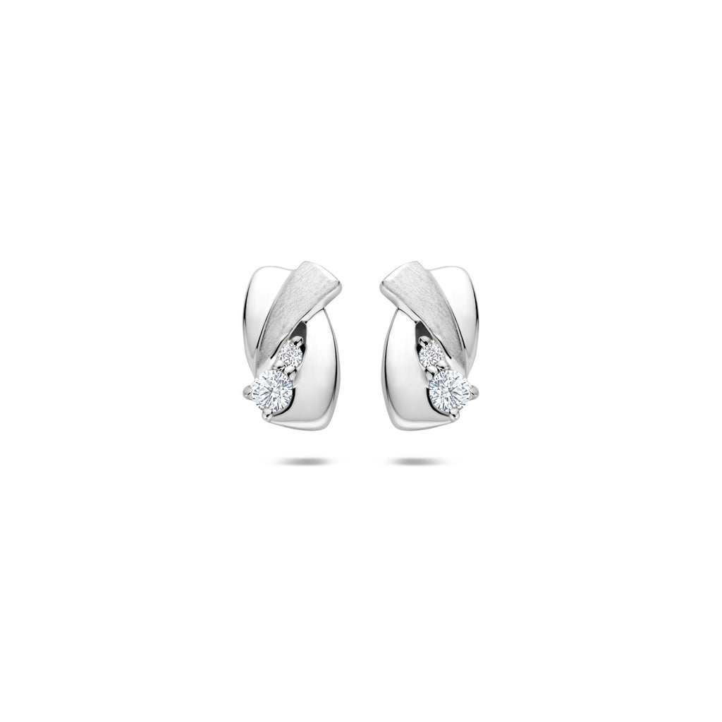 Ohrstecker Zirkonia Poly/Silber matt rhodiniert