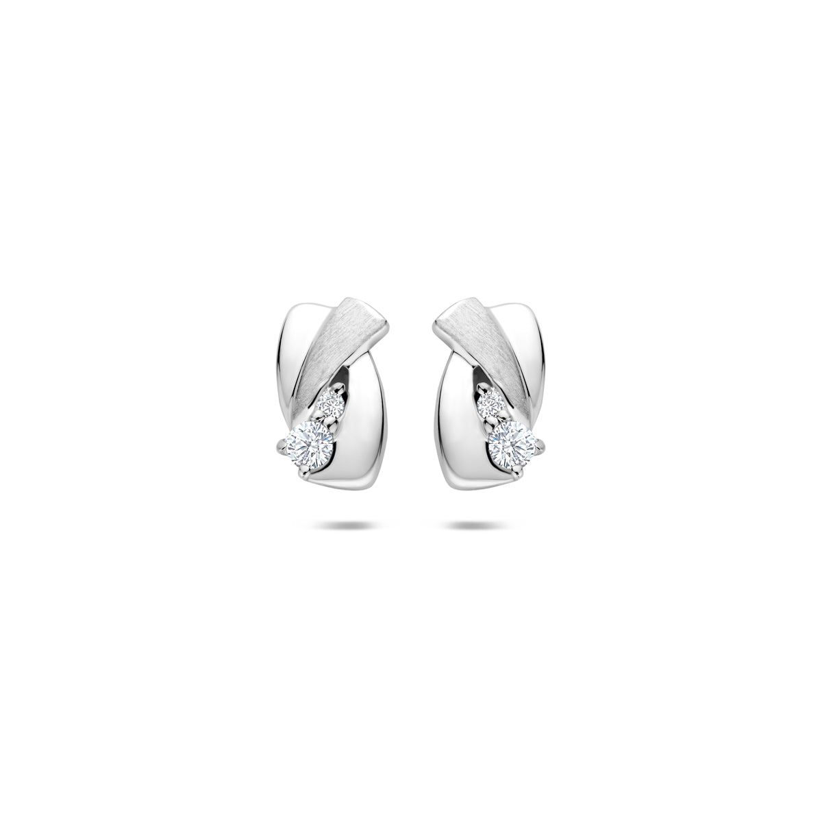 Ohrstecker Zirkonia Poly/Silber matt rhodiniert