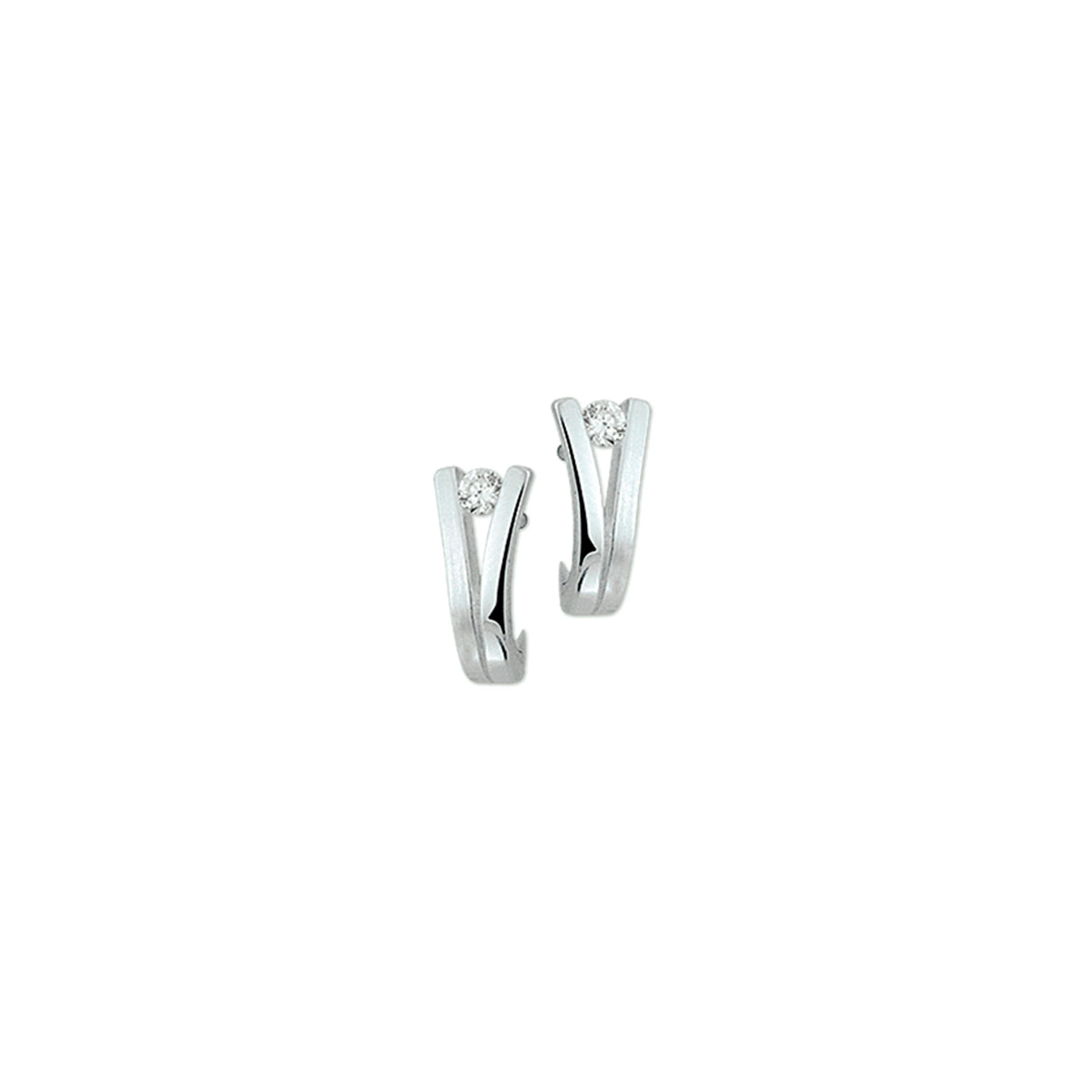 Ohrstecker Zirkonia Poly/Silber matt rhodiniert