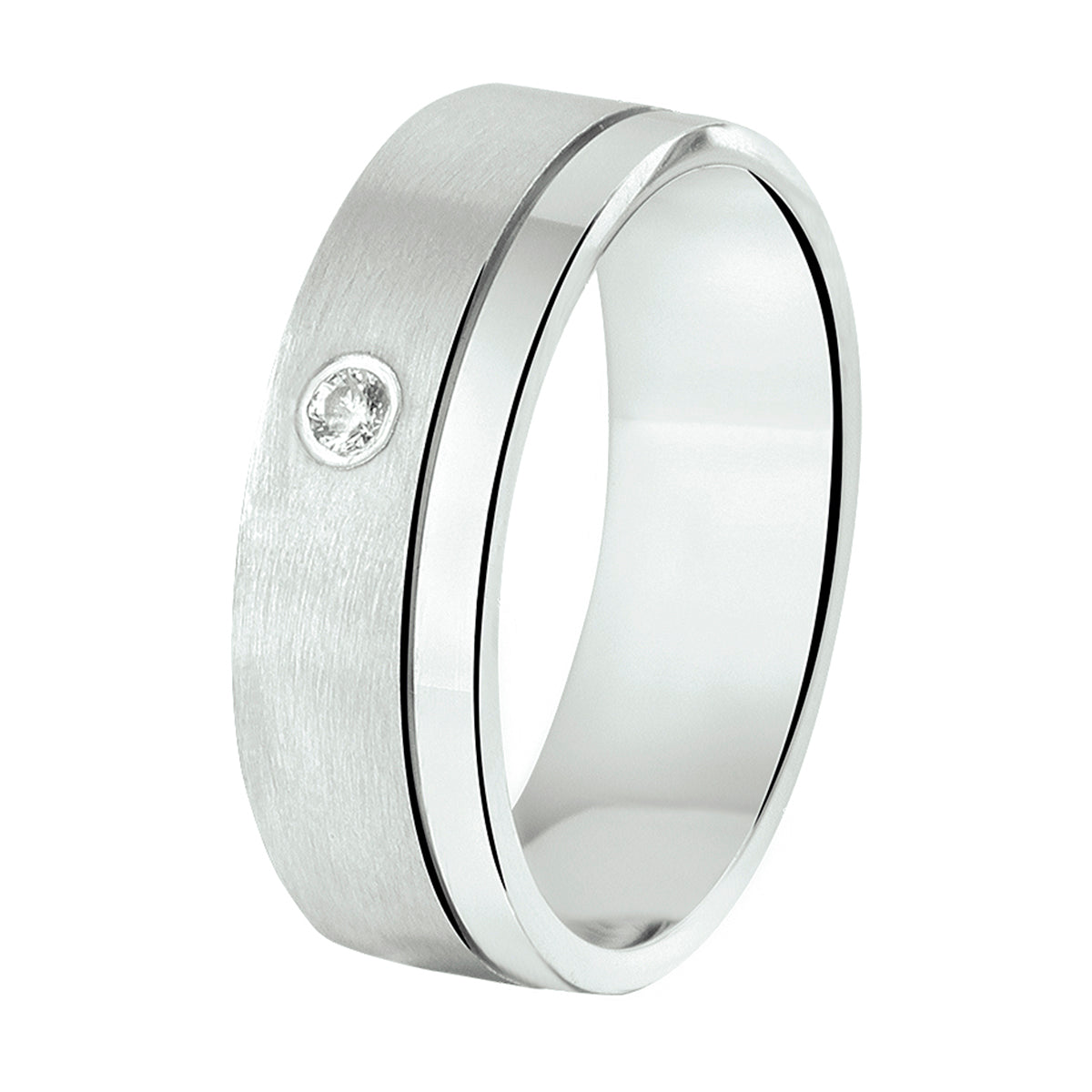ring a203 - 6 mm - met cz zilver gerhodineerd