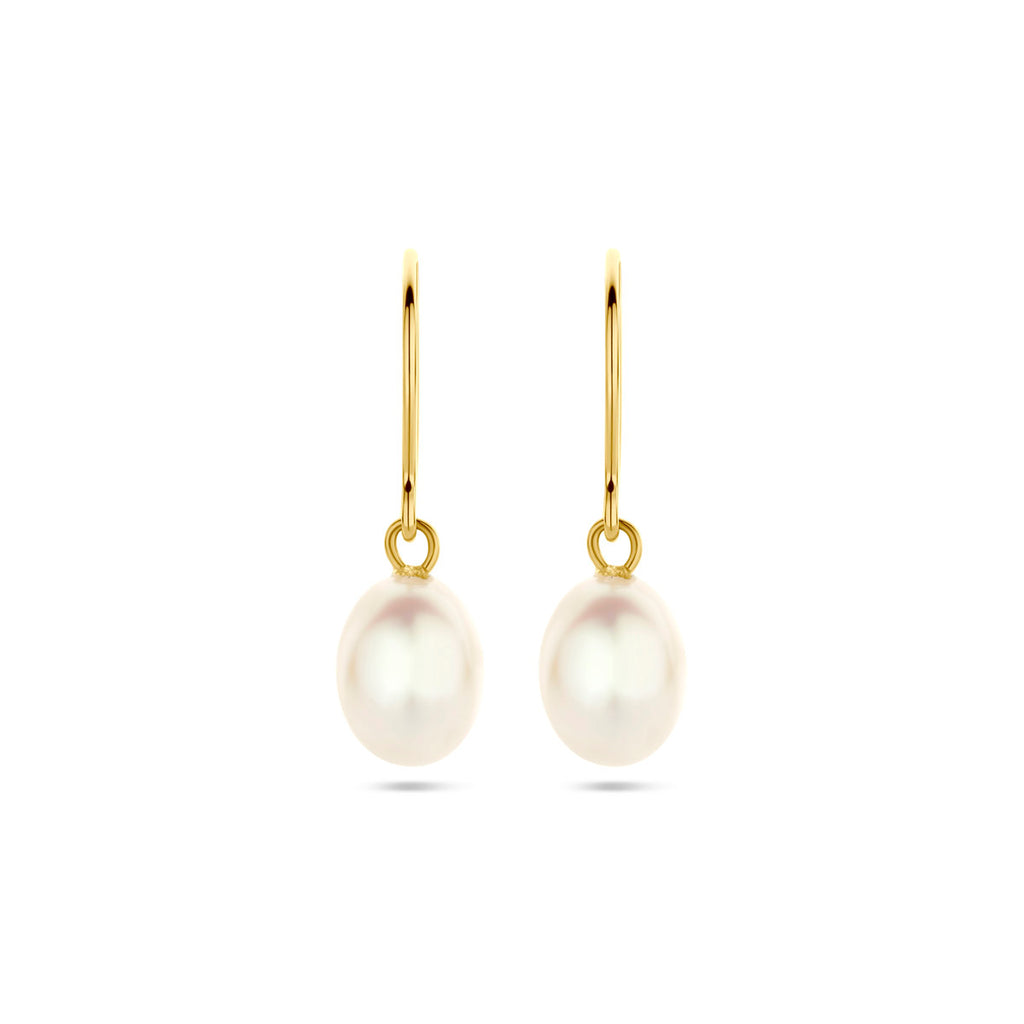 oorhangers franse haak parel 24 mm 14K geelgoud
