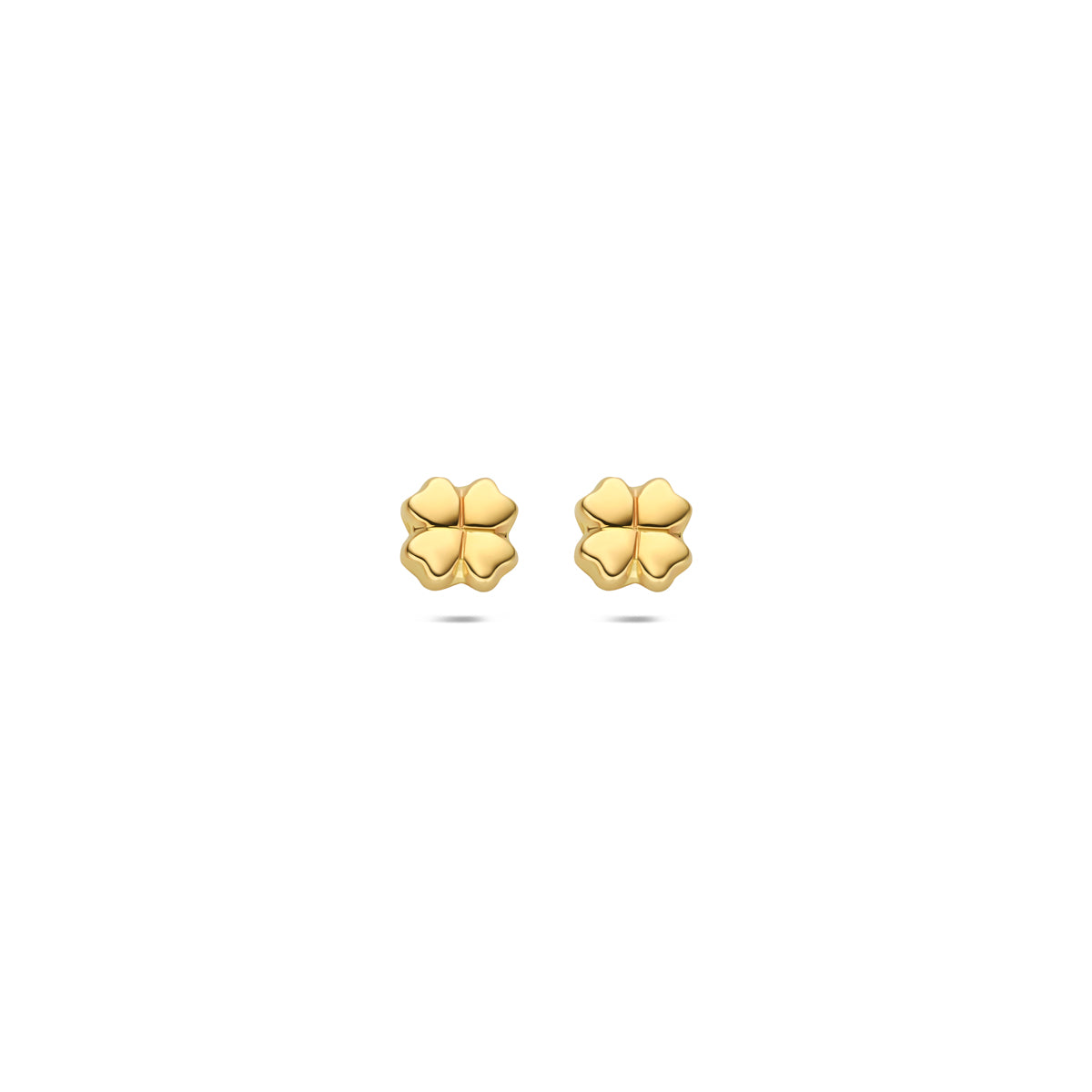 9k oorknoppen klavertje 4,5 mm 9K geel