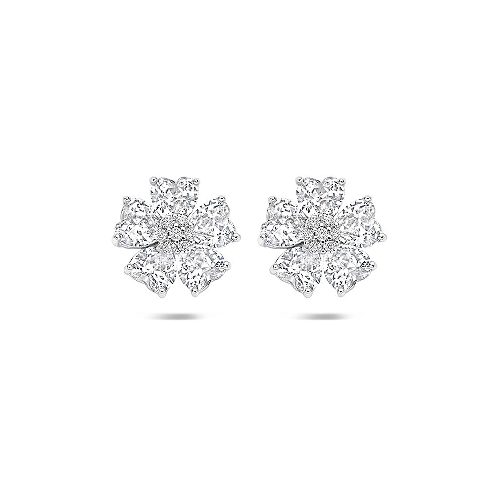 oorknoppen zirkonia 10.5 mm zilver gerhodineerd