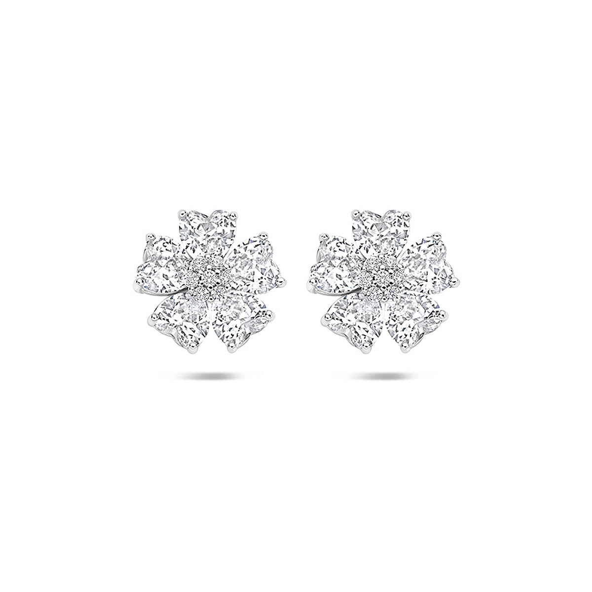 oorknoppen zirkonia 10.5 mm zilver gerhodineerd