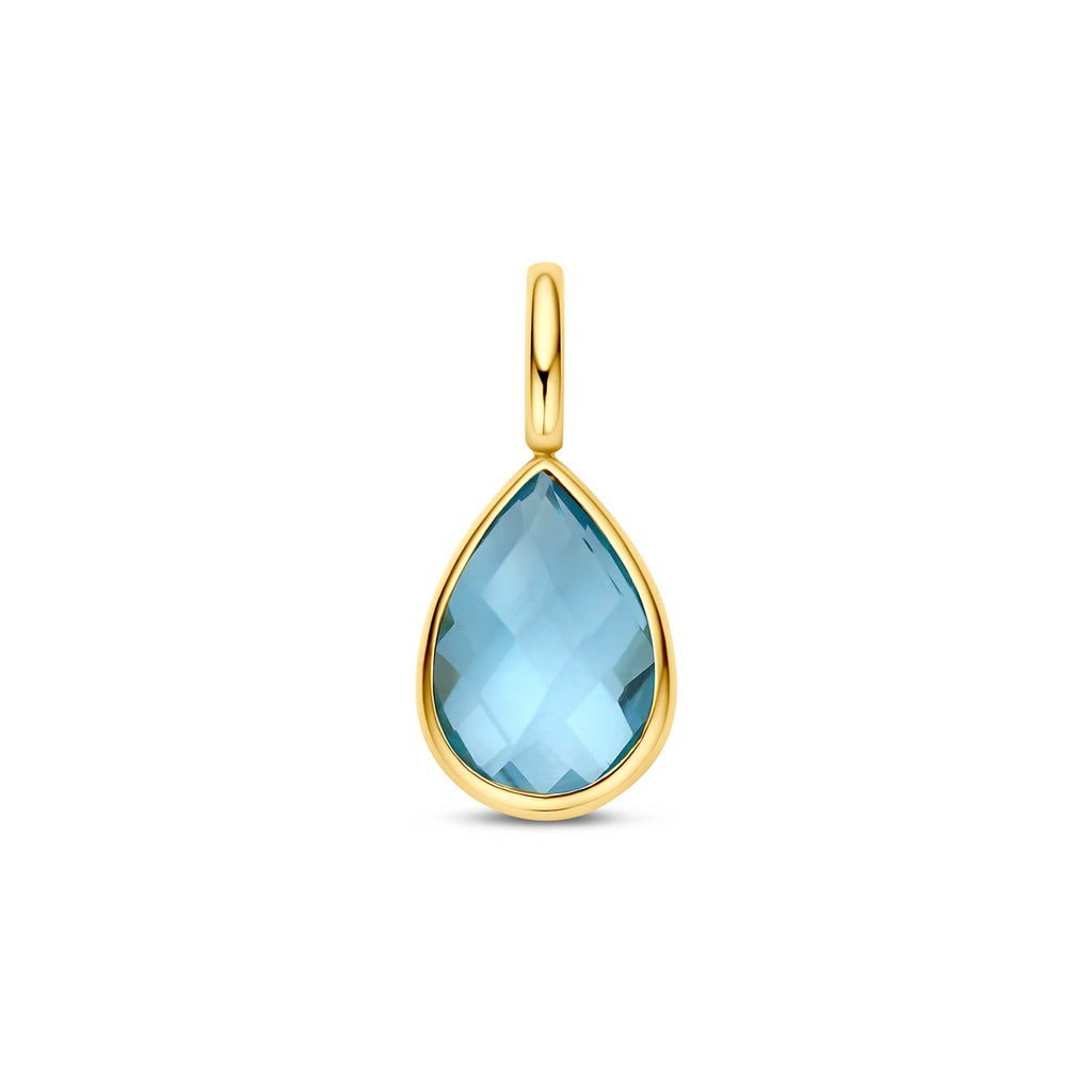 9k hanger blauw topaas 10,5 mm 9K geel