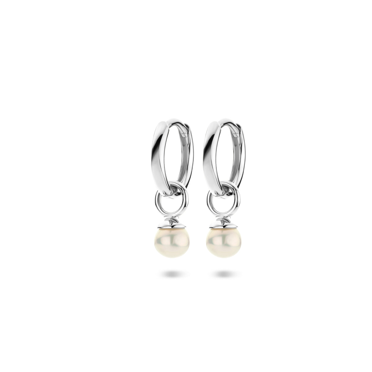 Klappohrringe Perle 18 mm Silber rhodiniert