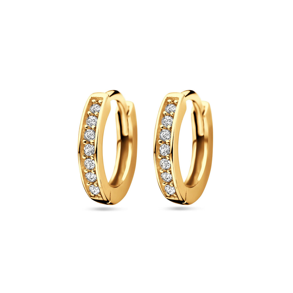 klapoorringen zirkonia 9 mm 1 micron zilver verguld (geel)