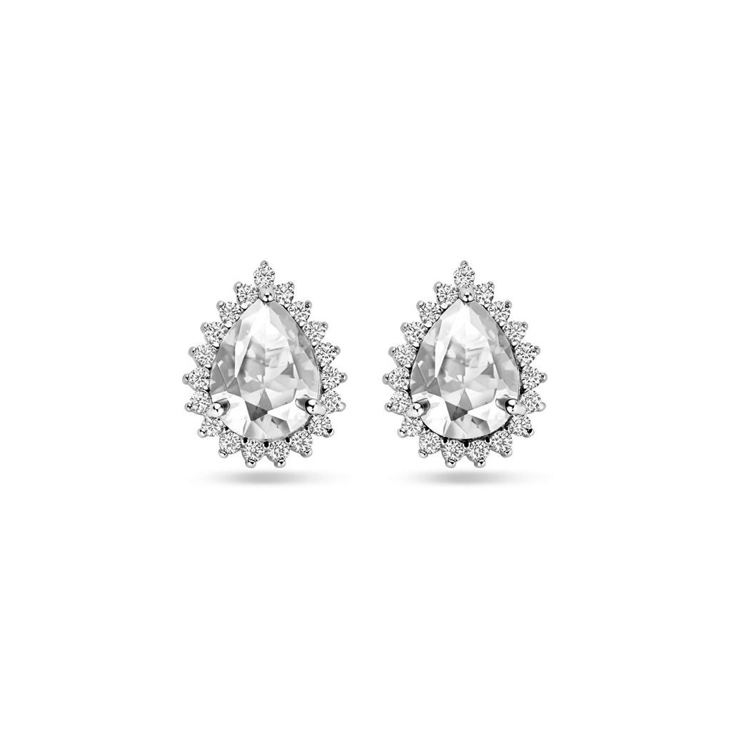 Ohrstecker Zirkonia Halo 11,5 mm Silber rhodiniert