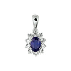 hanger saffier en zirkonia halo 14K witgoud