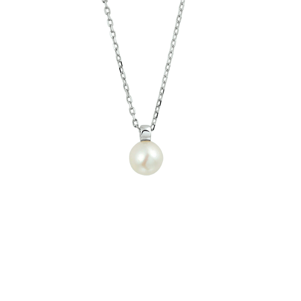 collier parel 40 + 4 cm zilver gerhodineerd