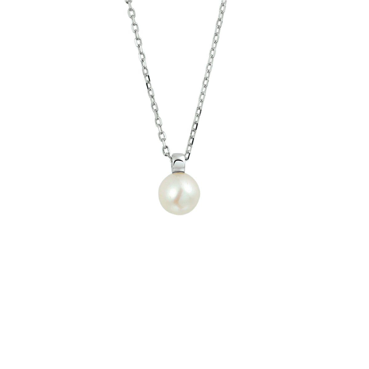 collier parel 40 + 4 cm zilver gerhodineerd
