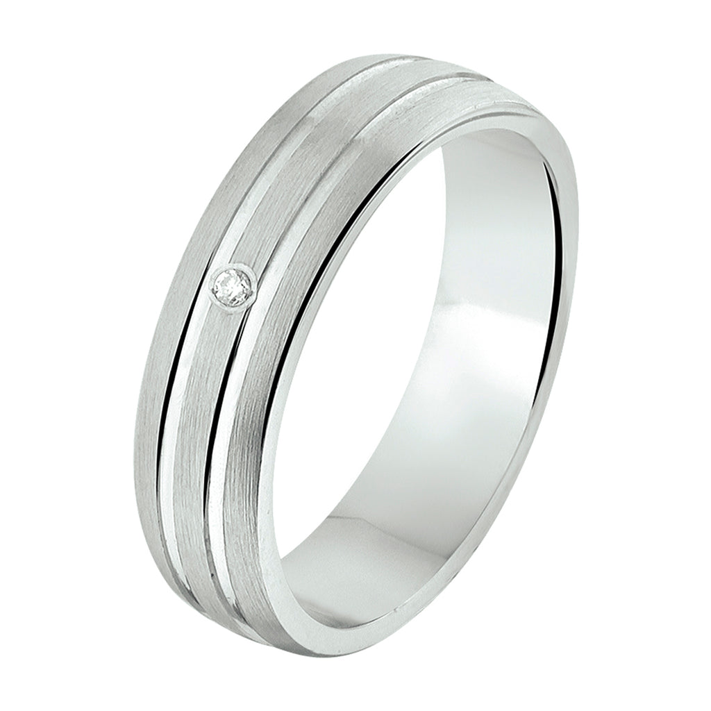 Ring A304 – 5 mm – 0,01 ct H SI Silber rhodiniert