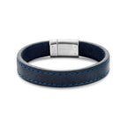 Armband Leder dunkelblau 12,5 mm Edelstahl