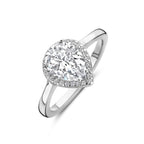 ring wit zirkonia halo zilver gerhodineerd
