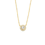 Zirkonia-Halskette 40 - 42 - 44 cm Halo 14K Gelbgold