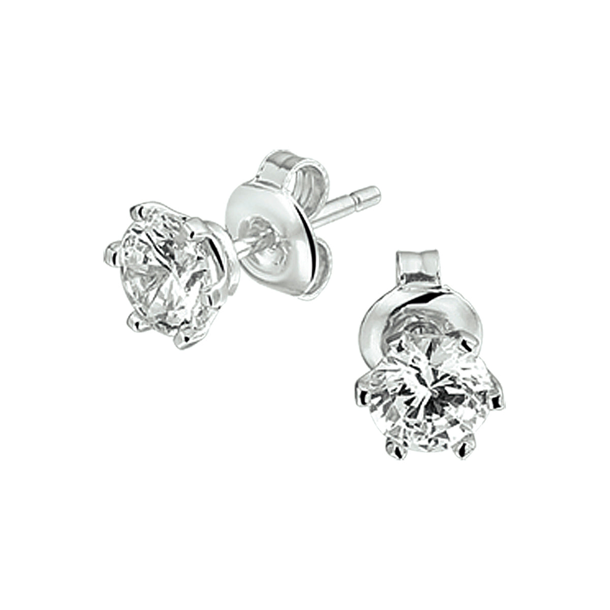 oorknoppen zirkonia zilver gerhodineerd