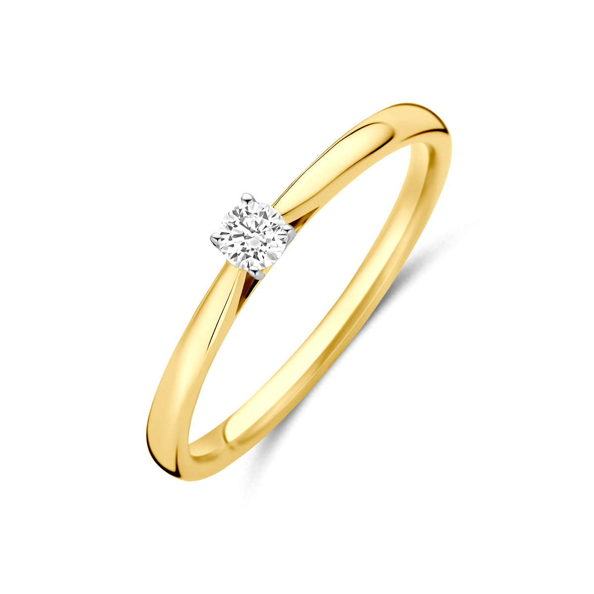 ring lab grown diamant 0.10ct h si 14K bicolor goud geel/wit