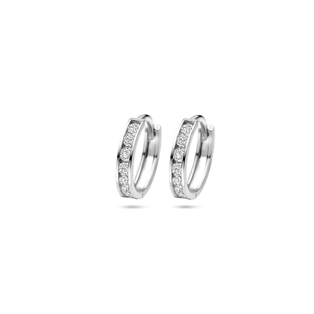 klapoorringen zirkonia 12,5 mm 14K witgoud