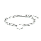 Armband Herz Büroklammer Flachrohr 16 + 3 cm Silber rhodiniert