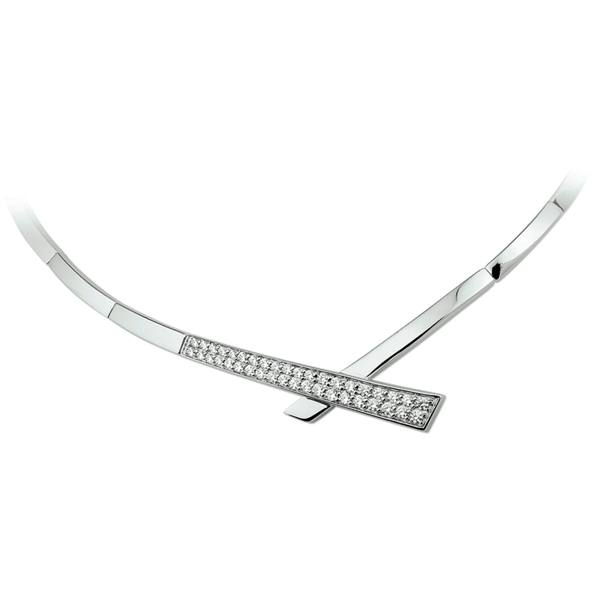 collier zirkonia 43 + 3 cm zilver gerhodineerd