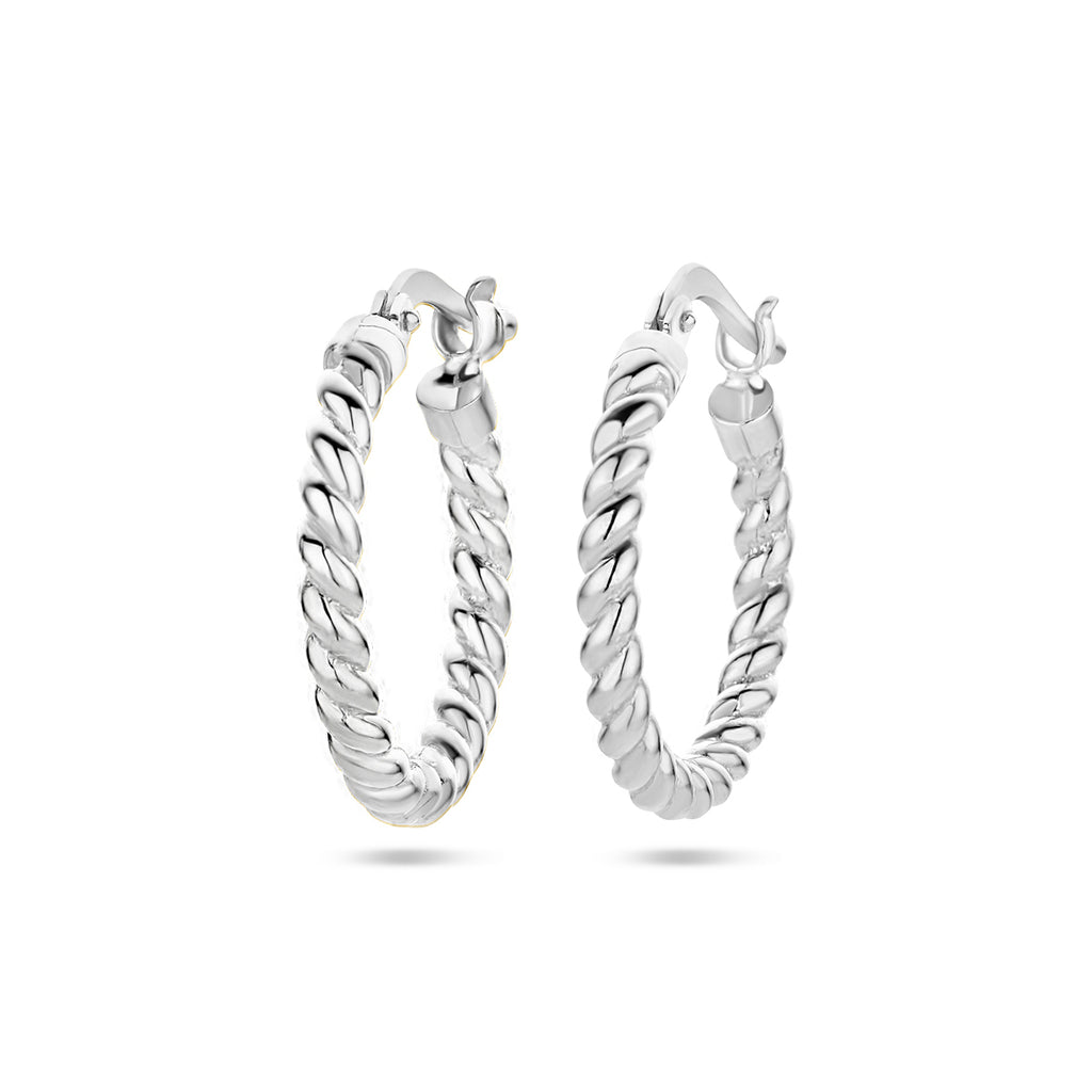oorringen gedraaide buis 18 mm zilver gerhodineerd