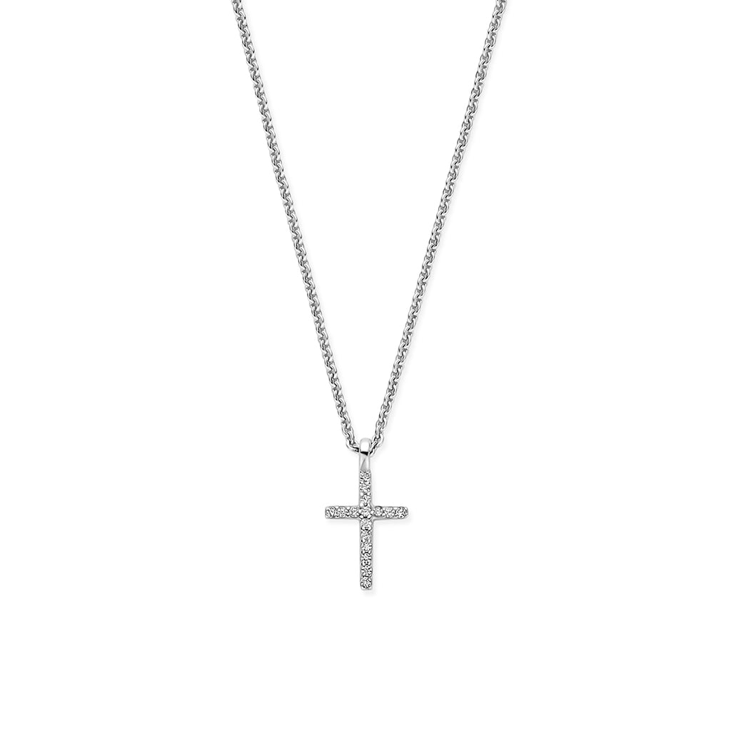 collier kruis 41 - 43 - 45 cm zilver gerhodineerd