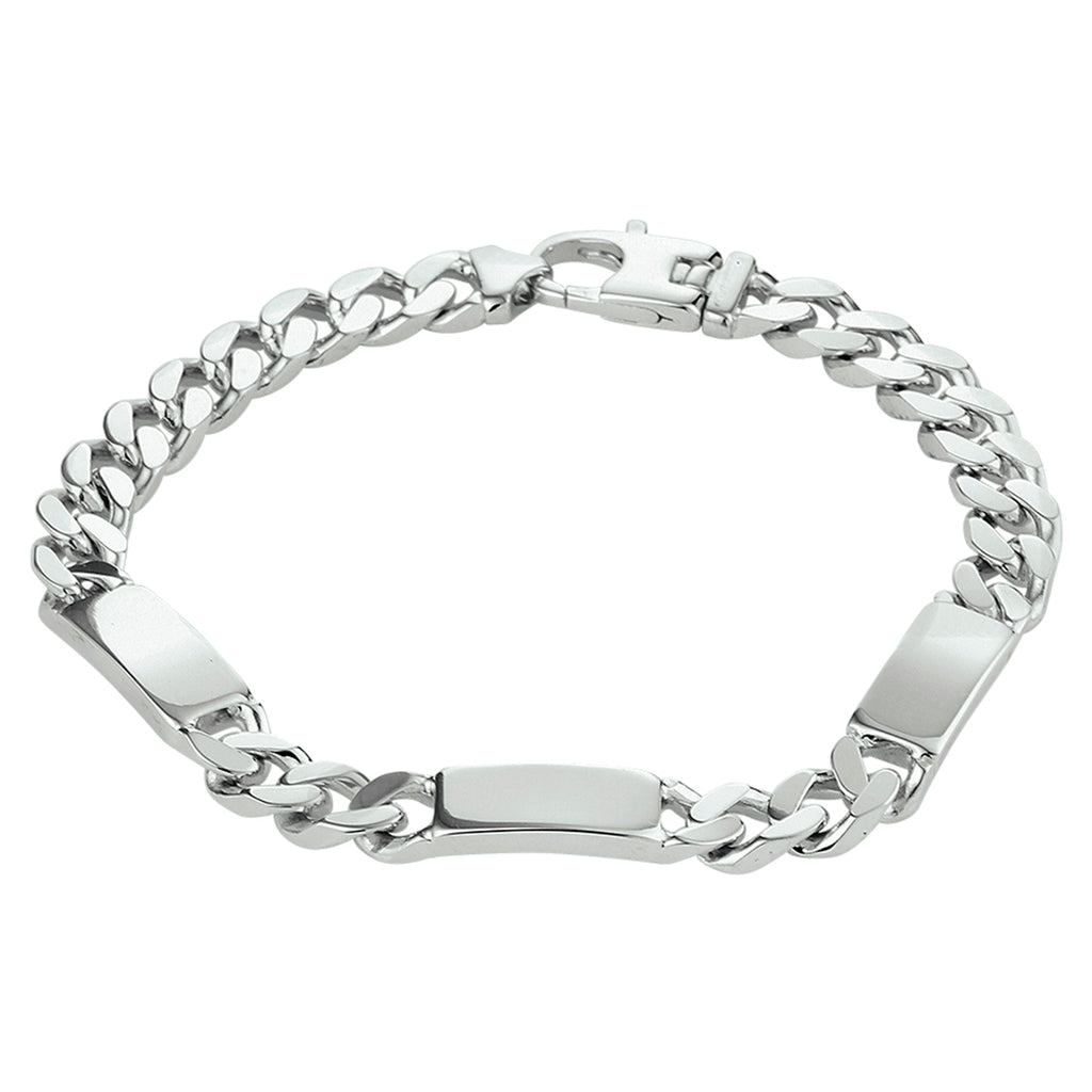 Gravurarmband Gourmette 6-seitig geschliffene Platte 7,0 mm Silber rhodiniert