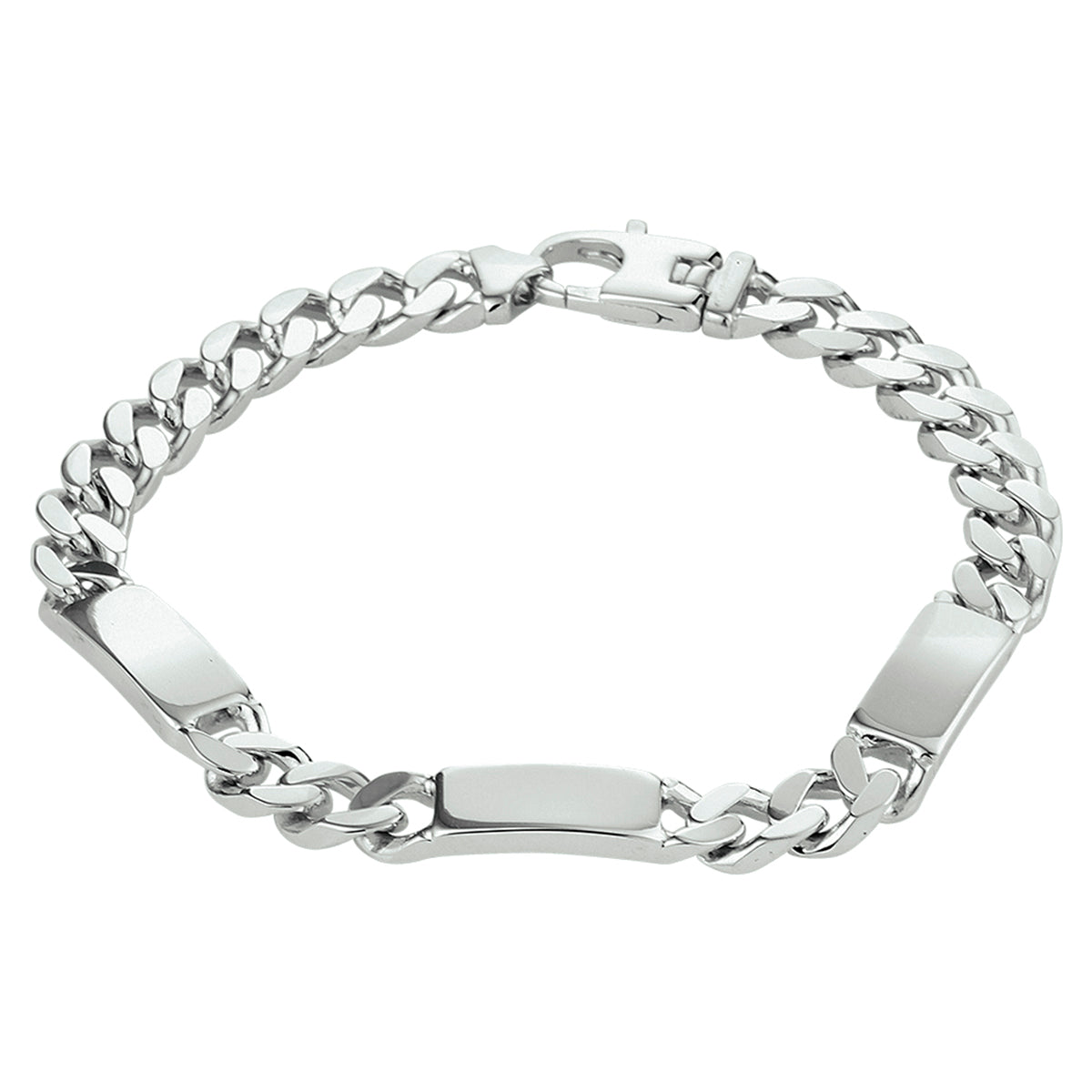 Gravurarmband Gourmette 6-seitig geschliffene Platte 7,0 mm Silber rhodiniert