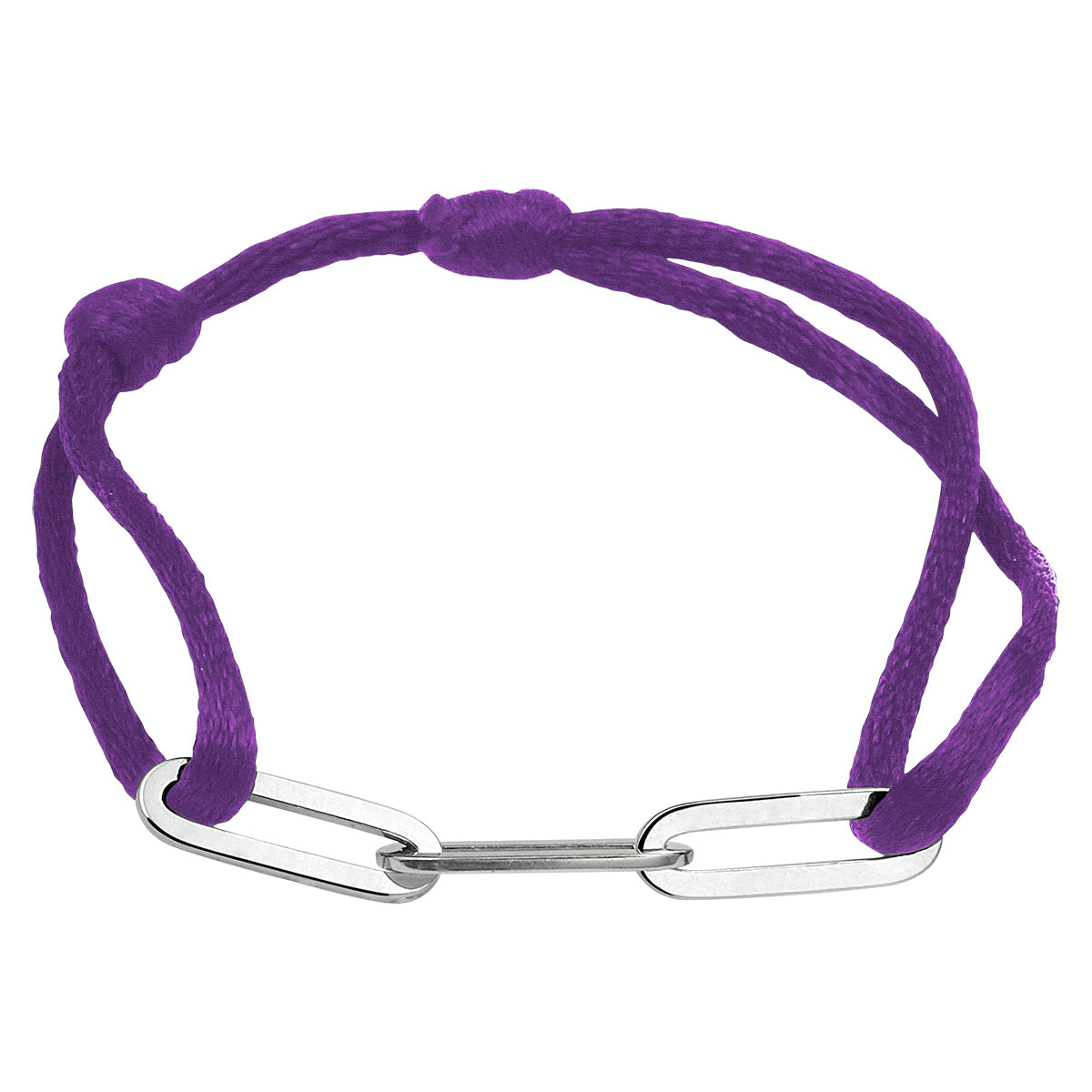 Armband Satin lila 13 - 26 cm rhodiniertes Silber mit Gummi/Nylon/Leder