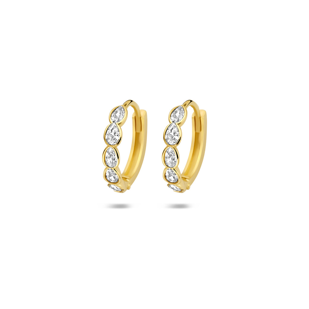 9k klapoorringen zirkonia 13 mm 9K geel
