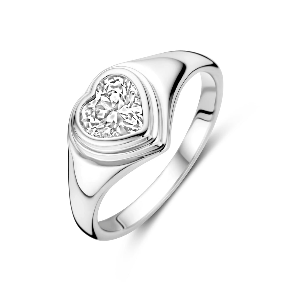 Ring Herz Zirkonia Silber rhodiniert