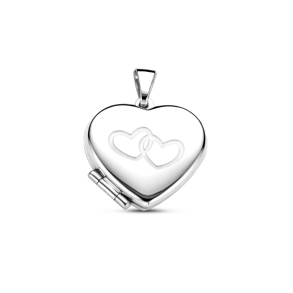 medaillon hart poli/mat 15,5 mm zilver gerhodineerd