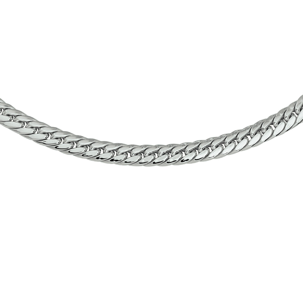 Panzerkette 4-seitig geschliffen 6,0 mm 45 cm rhodiniert Silber