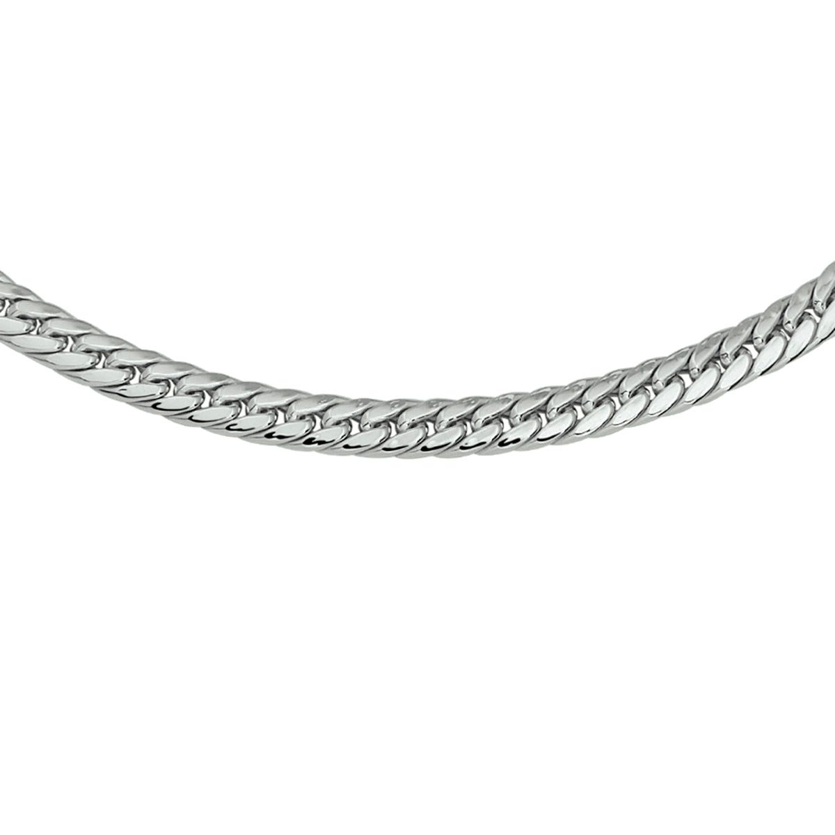 Panzerkette 4-seitig geschliffen 6,0 mm 45 cm rhodiniert Silber